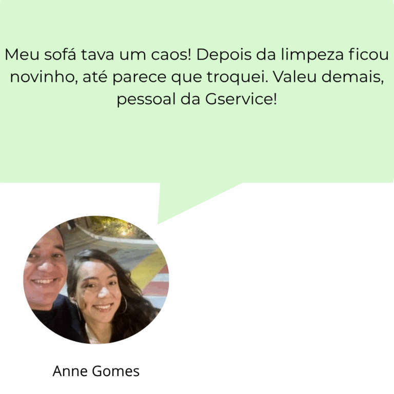 Meu sofá estava encardido e o colchão com cheiro forte. Após a limpeza, ficaram como novos! Atendimento rápido e super profissional. Obrigado, equipe Gservice!”